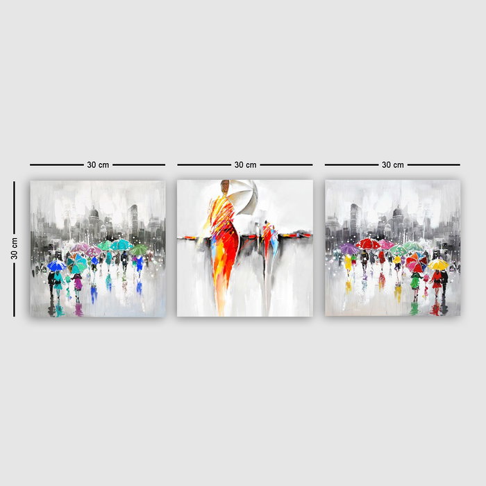 Wallity Conjunto de 3 Pinturas Decorativas en Lienzo Multicolor DRPRC04